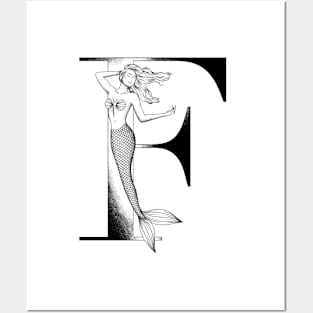 Mermaid Monogram F Posters and Art